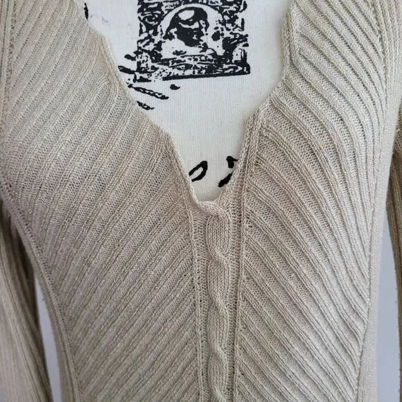Vintage Y2K tunic sweater extra long sleeves beige medium boho lagom‎ - Picture 5 of 13